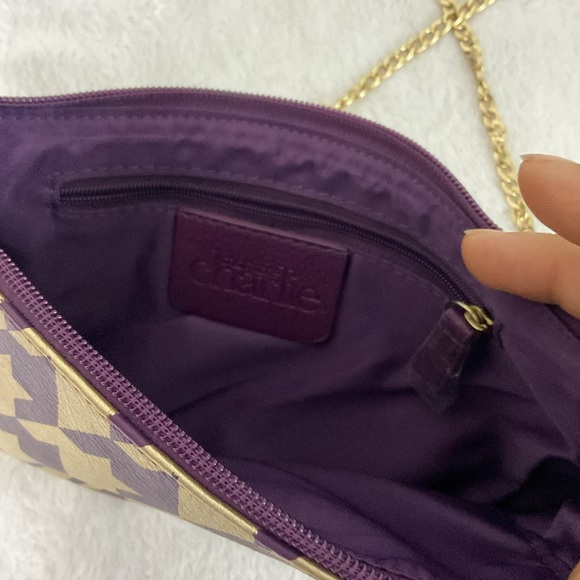 Charming Charlie Gold and Purple Houndstooth Clutch - Picture 3 of 7